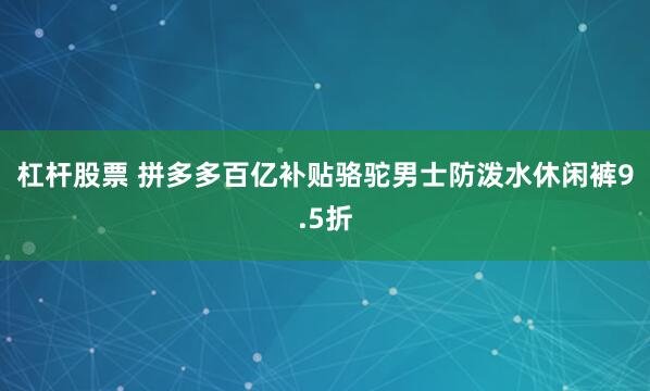 杠杆股票 拼多多百亿补贴骆驼男士防泼水休闲裤9.5折